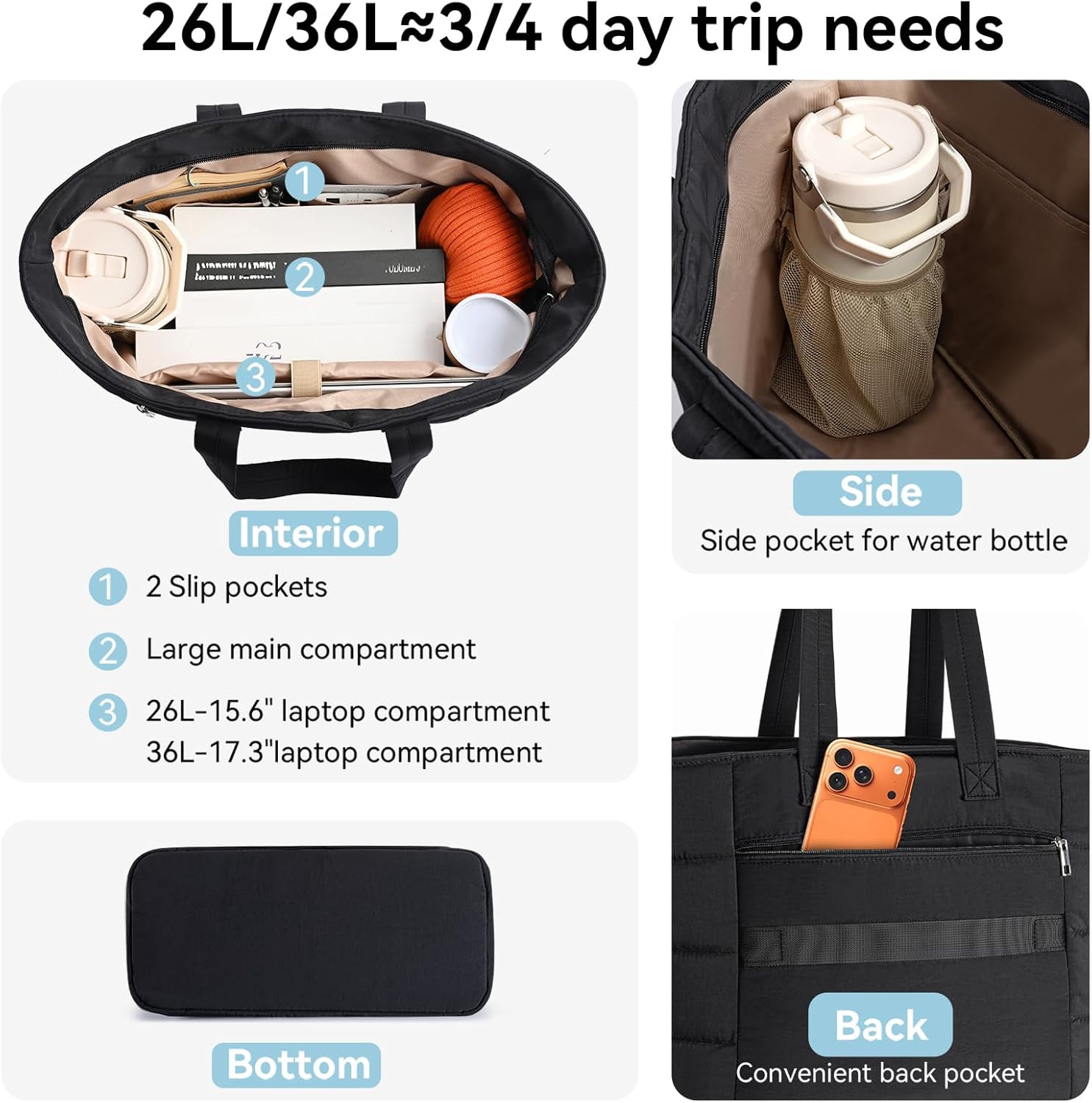 Bolso Tote Acolchado para Muje - Women'S Work Bags Tote reseña y precio
