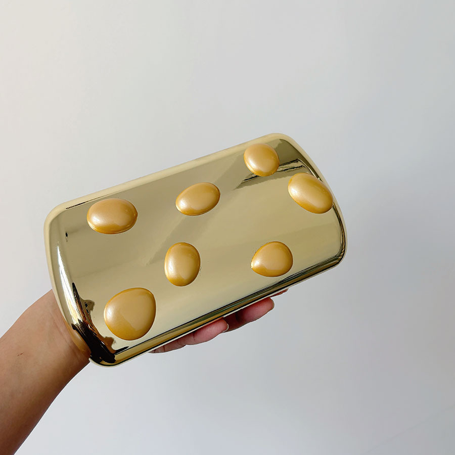 Bolso de mano con caja de cier - Women Bags Gold reseña y precio