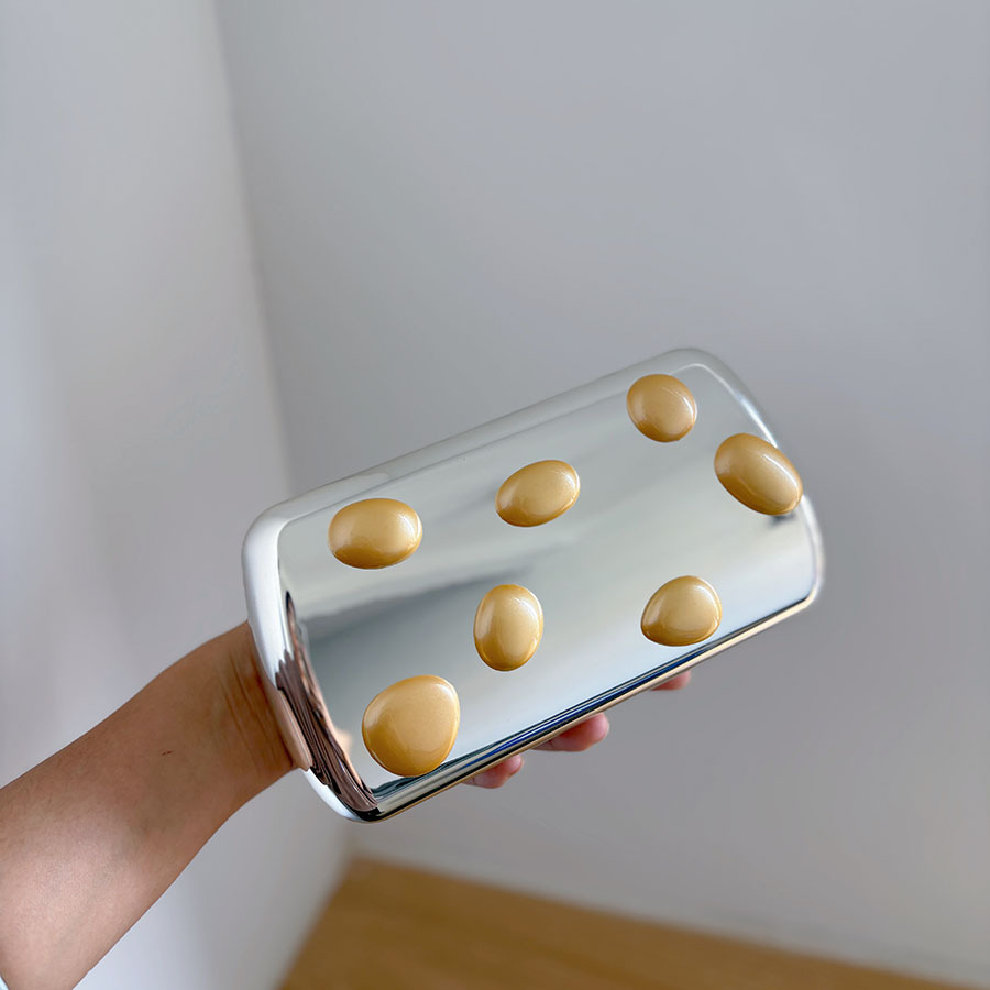 Bolso de mano con caja de cier - Women Bags Gold reseña y precio