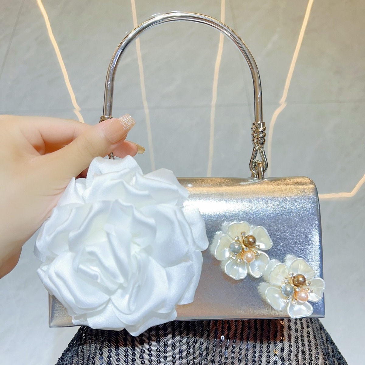 Bolso de mano de lujo con flor - Women Bags Gold reseña y precio