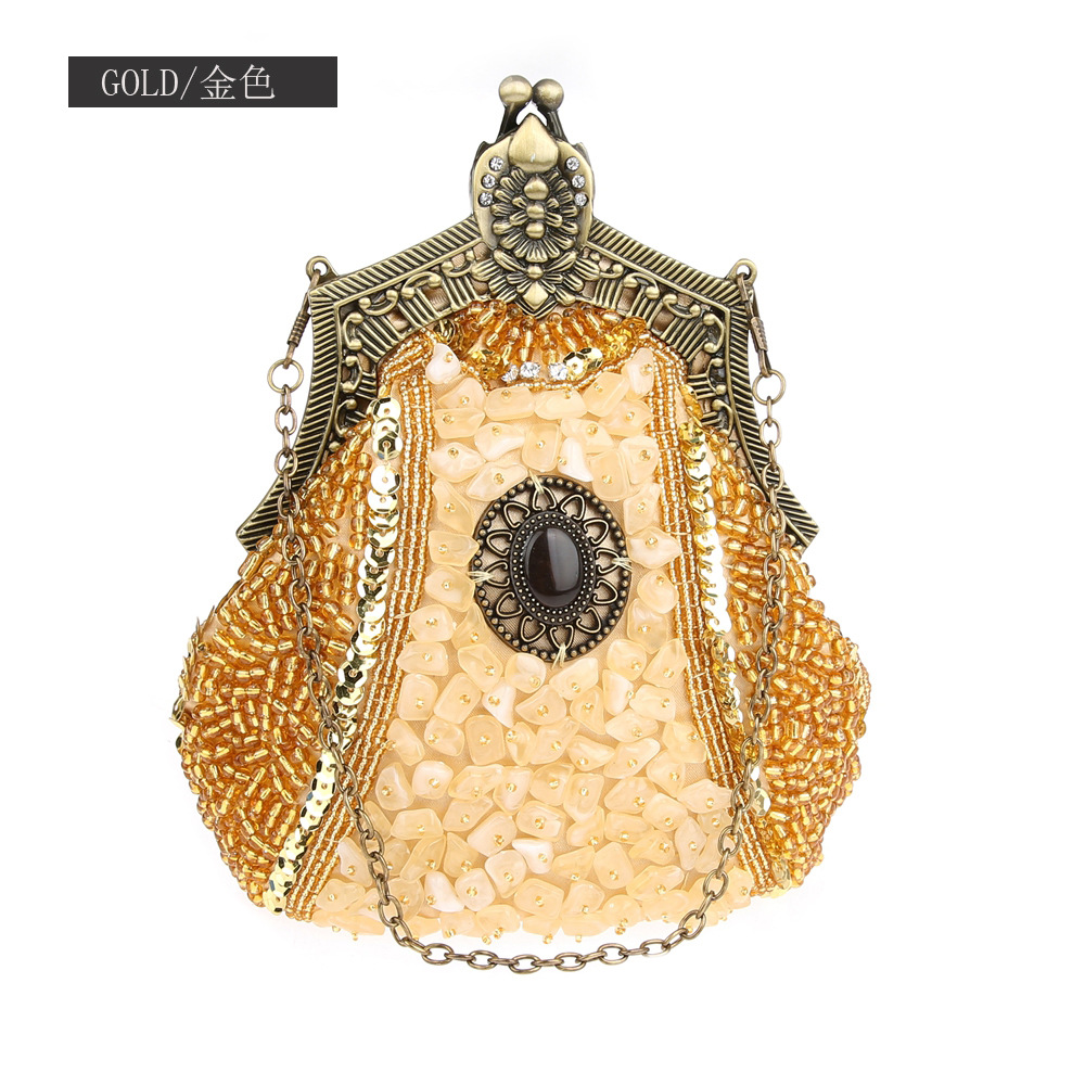 Bolso de mano Retro con cuenta - Women Bags Gold reseña y precio